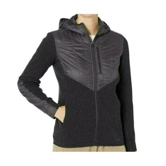 Outdoor Research Cyprus Hybrid Full Zip Hoody Womans S/P Jacket Gray Wool Blend - Picture 3 of 14